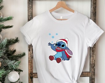 Camisa de Navidad Disney Stitch, Camisa De Papá Noel Stitch, Linda Camisa de Navidad Stitch, Camisa de Navidad de Disney, Camiseta de Navidad de Disneyland.