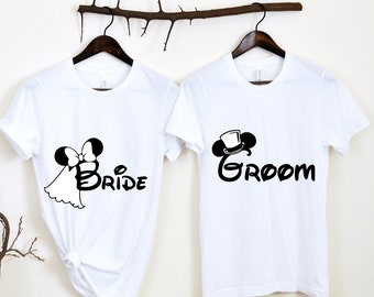 Disney Bride and Groom Shirts, Mickey and Minnie Disney Shirt, Disney Couple Shirt Gift, Disney Matching Shirts, Disney Wedding Tee.