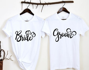 Disney Bride and Groom Shirts, Mickey and Minnie Disney Shirt, Disney Couple Shirt Disney Matching Shirts, wedding party Tee, Honeymoon T