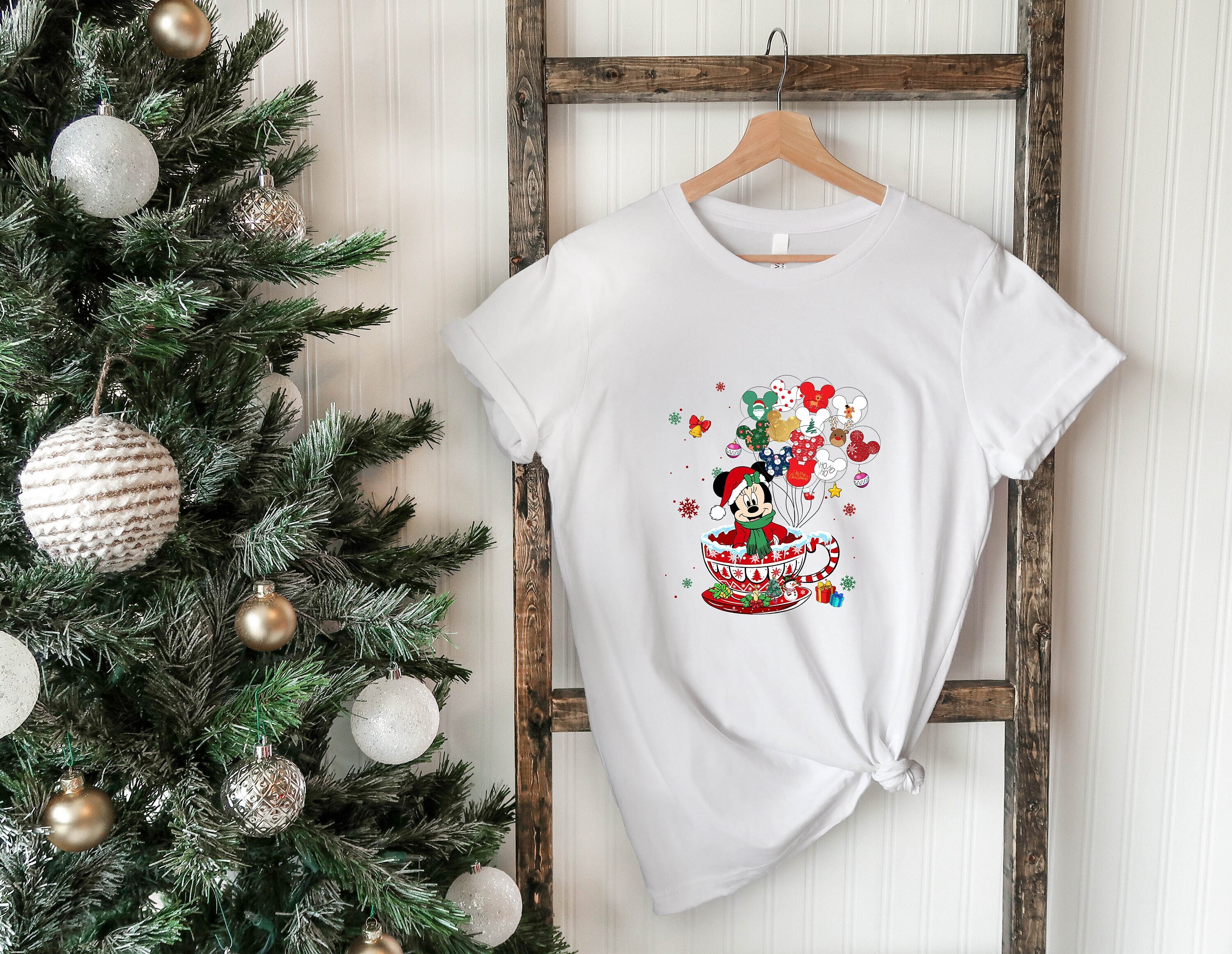 Discover Disney Christmas Teacup Shirt, Minnie Christmas Teacup shirt, Minnie Christmas Ballon Shirt