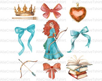 Princess Merida Watercolor Clipart - Digital PNG File