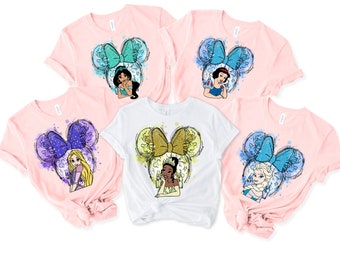 Disney Prinzessin Shirt, Prinzessin personalisiertes Shirt, Disney Prinzessin Aquarell Shirt, Geburtstagskind Shirt, Disney Prinzessin Tee.