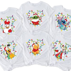 Disney Christmas Shirt, Personalized Disney Mickey and Friends Christmas Family Matching T-shirt, Custom All Characters Disneyland Xmas Tee