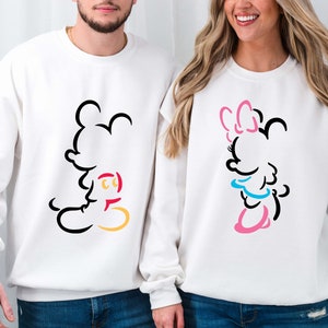 Minnie and Mickey Sketch Couple Hoodie