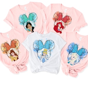 Custom Princess Shirt, Disney Princess Watercolor Shirt, Birthday Girl Shirt, Disney Princess Tee.