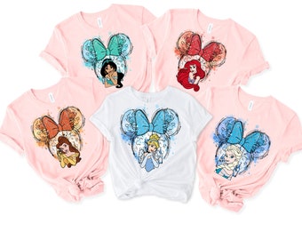 Custom Princess Shirt, Disney Princess Watercolor Shirt, Birthday Girl Shirt, Disney Princess Tee.