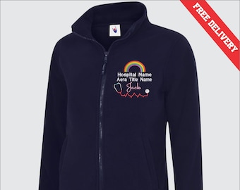 Personalised Monogram Nurse Fleece Jacket, Custom Name Medical Logo Embroidered Womens Jacket, Doctor Fleece, Healthcare Student Nurses Gift