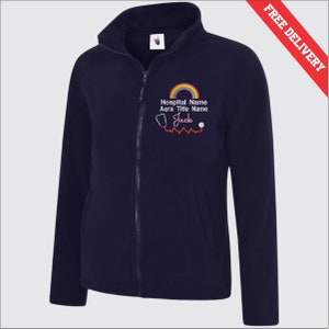 Personalised Monogram Nurse Fleece Jacket, Custom Name Medical Logo Embroidered Womens Jacket, Doctor Fleece, Healthcare Student Nurses Gift