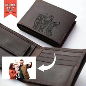 Custom Engraved Leather Wallet for Dad, Photo & Message Personalized Gift, Father's Day Gift from Kids, Wallet for New Dad, Grandfather Gift