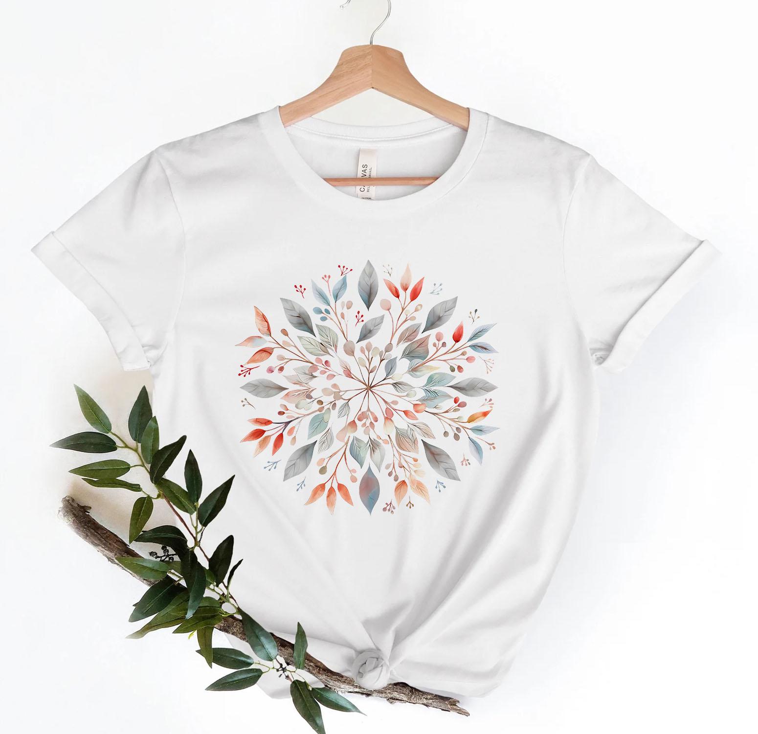 Floral Mandala T-Shirt, Mandala Flowers Shirt For Her, Boho Chic Tees, Gifts for Her, Yoga Shirt, Spiritual Flower Tshirt, Flower Lover Gift