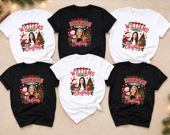 Custom Family Photo Christmas Shirt, Holiday Matching Family Group Tee, Festive Snowman Xmas Tree Tops, Christmas Youth Shirt, Xmas Outfits