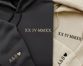 Felpe Coordinate Per Coppie Con Ricamo Personalizzato – Cuore, Puzzle E Iniziali, Per San Valentino E Anniversario