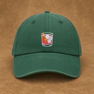 Cocktail Vintage Hats, Embroidered Negroni Cocktail Baseball Cap, Hats for Cocktail Lovers, Bartender Gift, Drink Lover Cap, Summer Hats