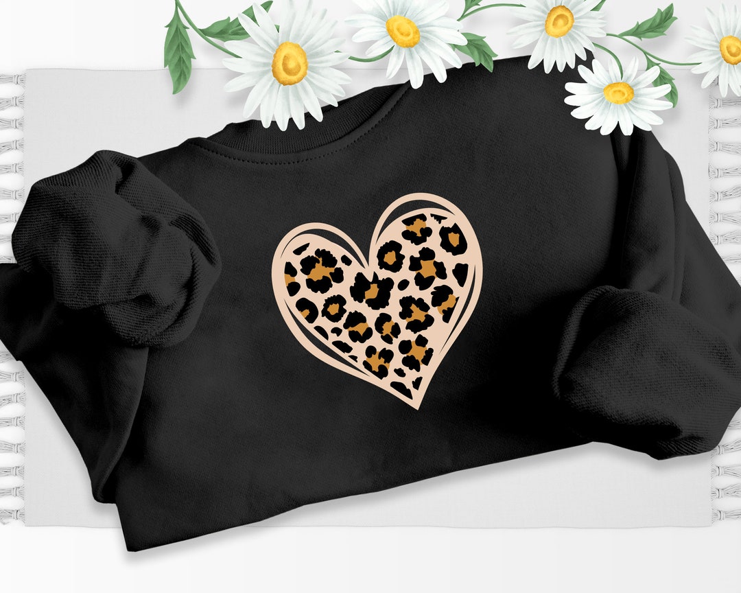 Heart Jumper, Leopard Print Heart Sweatshirt, Comfort Colors Valentine