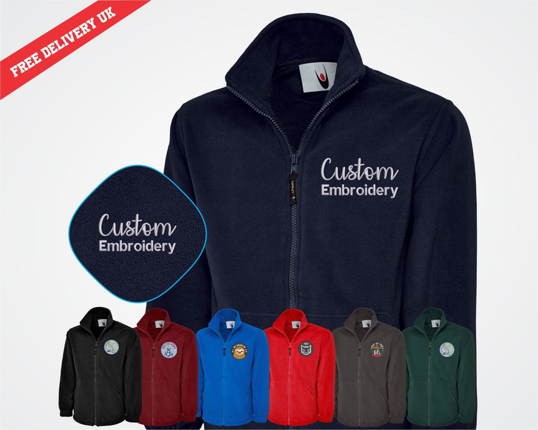 Custom Embroidered Fleece Jacket, Personalised Logo/design Full Zip ...