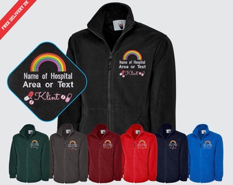 Rainbow Embroidered Mens Fleece Jacket, National Healthcare Worker Staff Uniform, Customised Nurse Fleece, Thank You Doctors Gift for Nurses