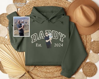 Moletom personalizado para o Dia dos Pais com foto, bordado a partir de desenho, moletons personalizados "Est Yesr", presentes para o Dia dos Pais.