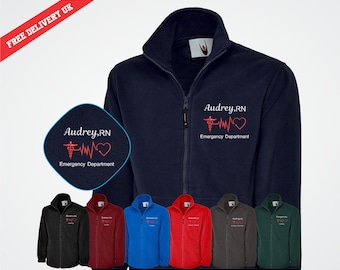 Personalised Embroidered Nurse Jackets, Custom Name And Department Fleece Jackets, Medical Assistant's Uniform, Nursing Jackets, Nurse Gifts