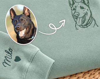 Personalised Pet Photo Outline Sweater, Embroidered Dog Face Sweatshirt, Custom Dog Lover Gifts, Pet Photo Crewneck, Dog Mom Christmas Gift
