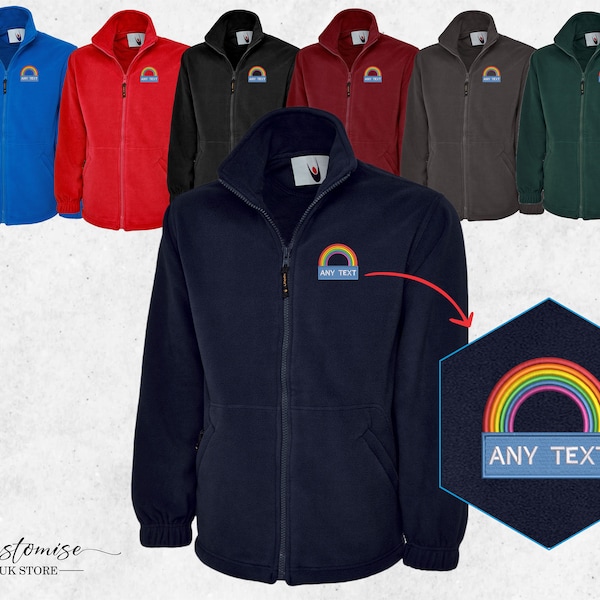 National Heroes Rainbow Embroidered Fleece Jacket, Customised Men Full Zip Jacket, Healthcare Staff Uniform, Thank You Nurse Gift for Doctor