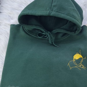 Custom Family Photo Hoodie, Outline Embroidered Sketch From Photo Jumper, Personalised Faceless Family Portrait Hoody, BirthdayMatchingTop Bottle Green