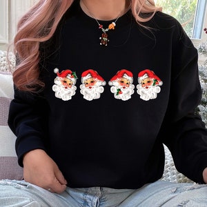 Retro Christmas Santa Sweatshirts, Cheerful Santa Merry Christmas Jumper, Santa Claus Printed Crewnecks, Xmas Unisex Sweater, Christmas Gift
