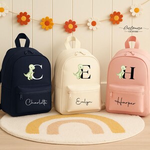 Sac à dos personnalisé dinosaure pour enfants, nom personnalisé avec initiales Joli sac à dos dinosaure, cartable pour garçons, cadeau de rentrée scolaire pour enfants