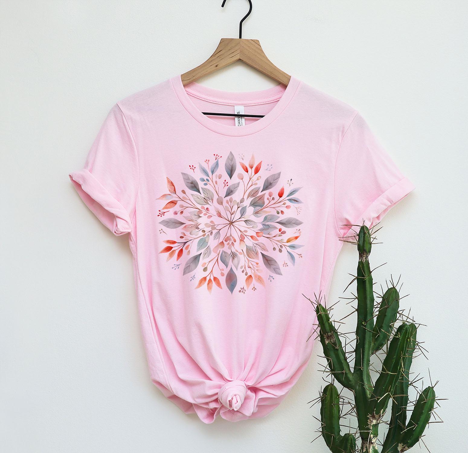 Floral Mandala T-Shirt, Mandala Flowers Shirt For Her, Boho Chic Tees, Gifts for Her, Yoga Shirt, Spiritual Flower Tshirt, Flower Lover Gift