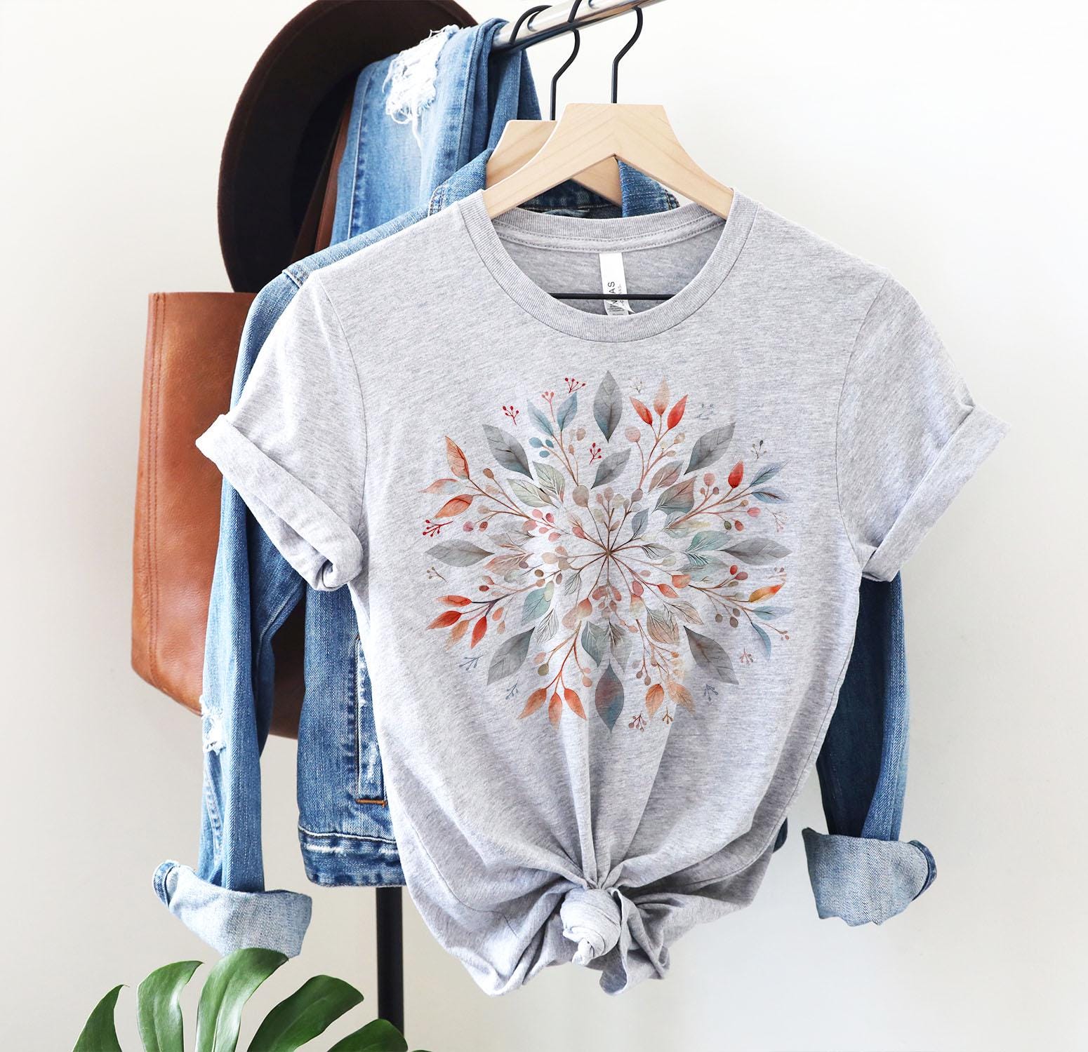 Floral Mandala T-Shirt, Mandala Flowers Shirt For Her, Boho Chic Tees, Gifts for Her, Yoga Shirt, Spiritual Flower Tshirt, Flower Lover Gift