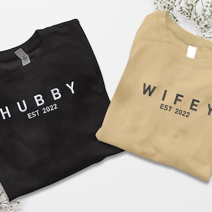 Maglione Moglie Marito ricamato personalizzato, Maglione per coppie abbinate alla sposa, Felpa pullover di fidanzamento Mr e Mrs, Regali per l&#39;addio al nubilato