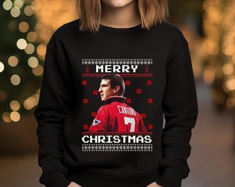 Cantona Ugly Christmas Sweatshirt, Manchester Cantona Christmas Sweater, Unisex Adults Xmas Printed Jumpers, Football Lover Holiday Gifts