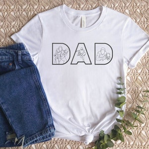 Personalised Dad Photos Shirt, Embroidered Dad Tshirt, Custom Sketches from Portraits Comfy Tee Top, Fathers Day Gifts, Dad Birthday Present