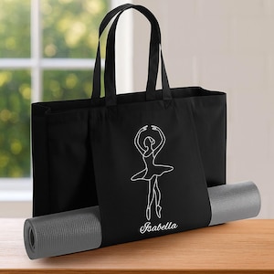 Custom Yoga Mat Holder Tote Bag, Personalised Name Yoga Bags, Organic Yoga Tote Bag For Her, Gym & Fitness Gifts, Workout Accessory Tote Bag