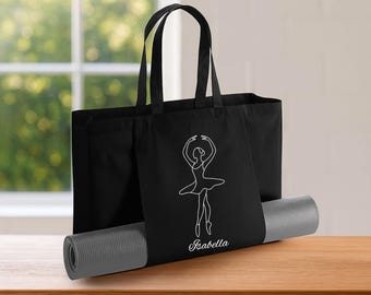 Torba na matę do jogi z personalizowanym imieniem, Torba na jogę z nadrukiem, Organiczna torba na jogę dla niej, Prezenty na siłownię i fitness, Torba na akcesoria do ćwiczeń