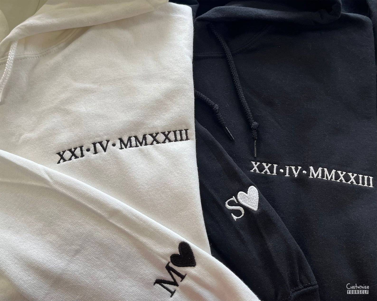 Roman Numeral Embroidered Matching Hoodie Custom Anniversary - Etsy UK