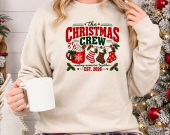The Christmas Crew Sweatshirt, Matching Couple Christmas Sweater, Candy Cane Christmas Stocking Sweater, Xmas Holiday Jumper, Christmas Gift