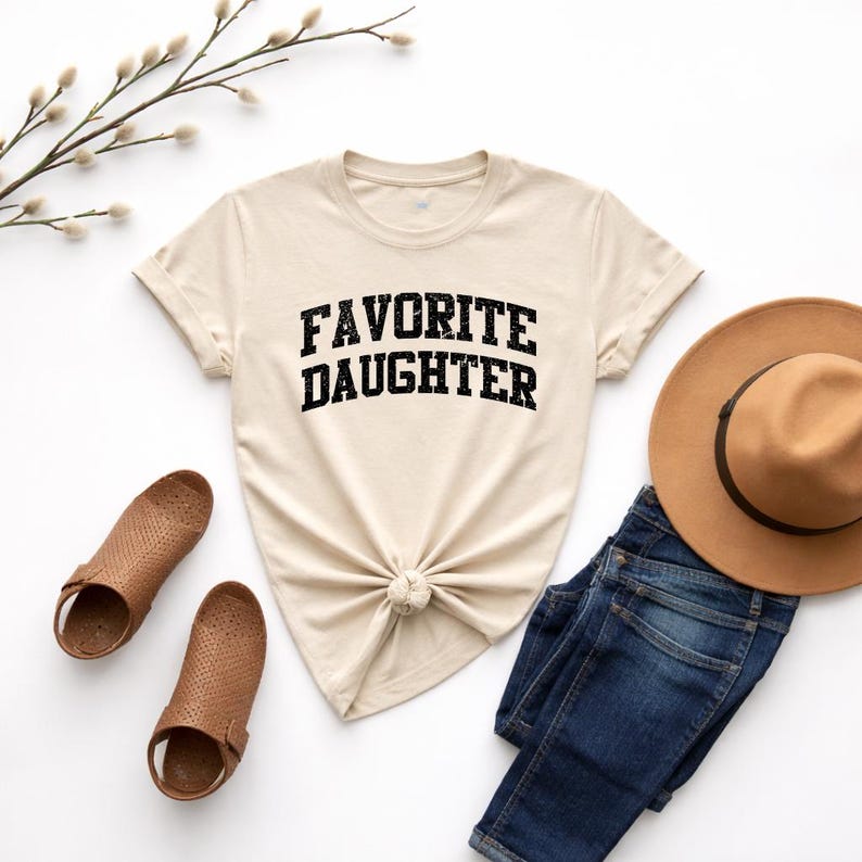 Favorite Daughter Shirt, Awesome Daughter Printed Shirt, Retro Favorite Child Birthday Tee, Funny Daughter Tops, Best Daughter Gift from Dad image 2