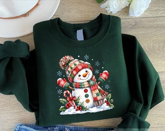 Retro Snowman Christmas Sweatshirt, Festive Snowman Crewneck Sweater, Xmas Holiday Jumper, Winter Season Sweater, Christmas Presents