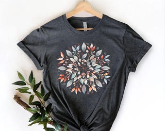 Floral Mandala T-Shirt, Mandala Flowers Shirt For Her, Boho Chic Tees, Gifts for Her, Yoga Shirt, Spiritual Flower Tshirt, Flower Lover Gift