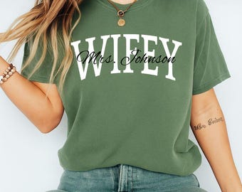 Camisetas personalizadas para esposa, camiseta con nombre personalizado para la señora, regalo para la futura novia, camiseta de luna de miel, regalo para la despedida de soltera, regalos para recién casadas.