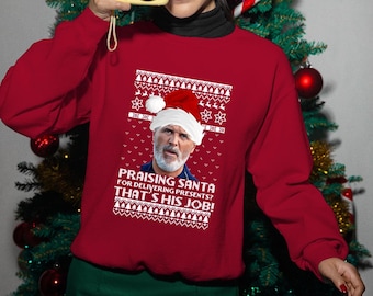 Roy Keane Ugly Sweater, Roy Keane Praising Santa For Doing His Job Sweater, Christmas Printed Jumper, Special Football Lover Christmas Gifts