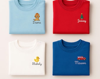Embroidered Monograms Baby Shirt, Personalized Name Infant Tees, Newborn Gifts, Baby Shower Gift, Custom Toddler T-Shirt for Boys and Girls