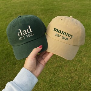 Chapeau brodé papa personnalisé, chapeau maman personnalisé avec année de naissance, casquette papa de baseball vintage, Noël pour nouveau parent, cadeau de faire-part de bébé