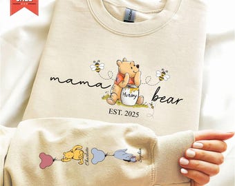 Custom Mama Bear Sweatshirt, Personalized Mother's Day Gifts, Cute Mom Crewnecks, Custom Kids Name Jumpers, Cozy Mama Sweater Gift for Her