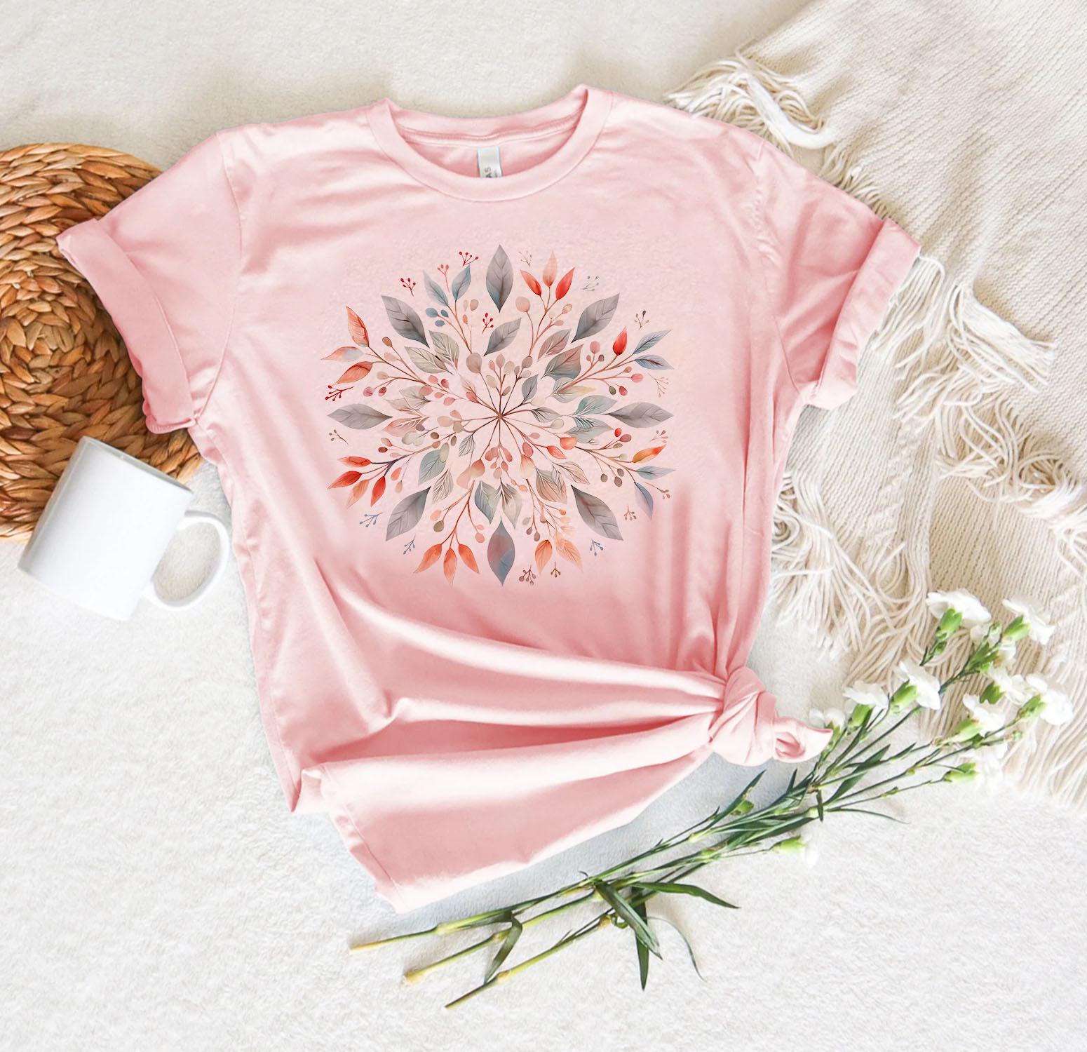 Floral Mandala T-Shirt, Mandala Flowers Shirt For Her, Boho Chic Tees, Gifts for Her, Yoga Shirt, Spiritual Flower Tshirt, Flower Lover Gift