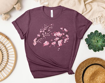 Cherry Blossom Sakura T-Shirt, Aesthetic Japanese Flower Printed Tee, Cute Floral Shirt for Her, Nature Lover Gift Sakura Blossom Tree Shirt