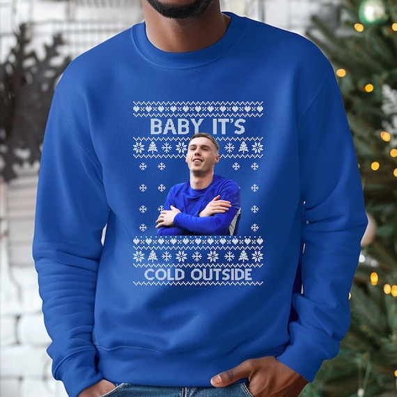 Cole Palmer Ugly Xmas Sweatshirt, Baby Its Cold Outside Funny Christmas Jumper, Printed Jumper for Football Lovers, The Blues Fans Xmas Gift