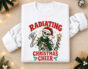 Radiating Christmas Cheer Sweatshirt, Skeleton Christmas Lights Sweater, Xray Technician Xmas Jumper, Festive Holiday Sweater, Xmas Gifts