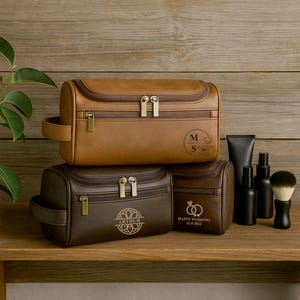 Trousse de toilette en cuir personnalisée pour papa, trousse de voyage personnalisée gravée pour papa, cadeaux pour la fête des pères, trousses pour garçons d'honneur, cadeaux pour nouveau père de la part de sa femme