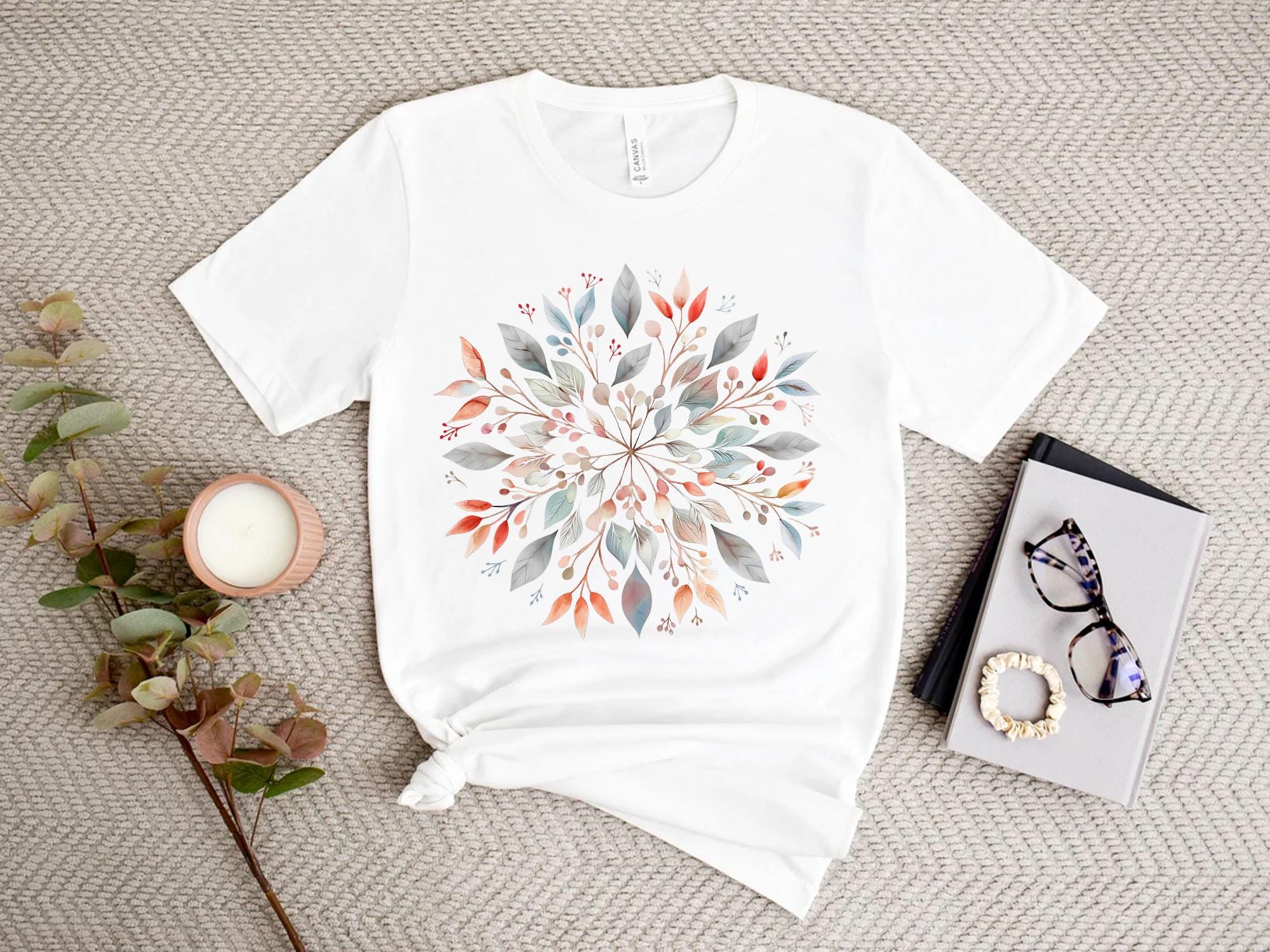 Floral Mandala T-Shirt, Mandala Flowers Shirt For Her, Boho Chic Tees, Gifts for Her, Yoga Shirt, Spiritual Flower Tshirt, Flower Lover Gift